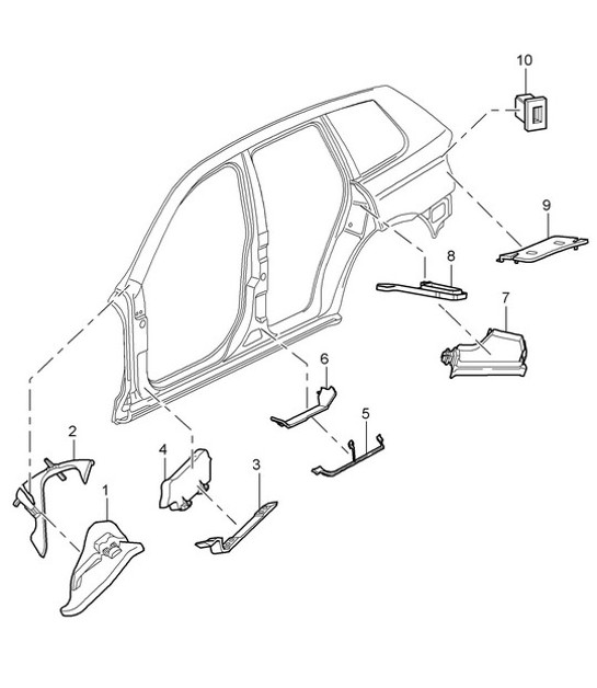 Diagram 807-060 Porsche 955 Cayenne S 4.5L V8 2003-06 Body