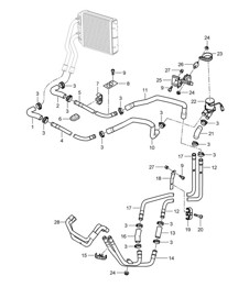 Calentador/línea de alimentación/línea de retorno (PR:D5X,D5V, D5Z) Cayenne 9PA1 (957) 3.6L / 4.8L 2007-10