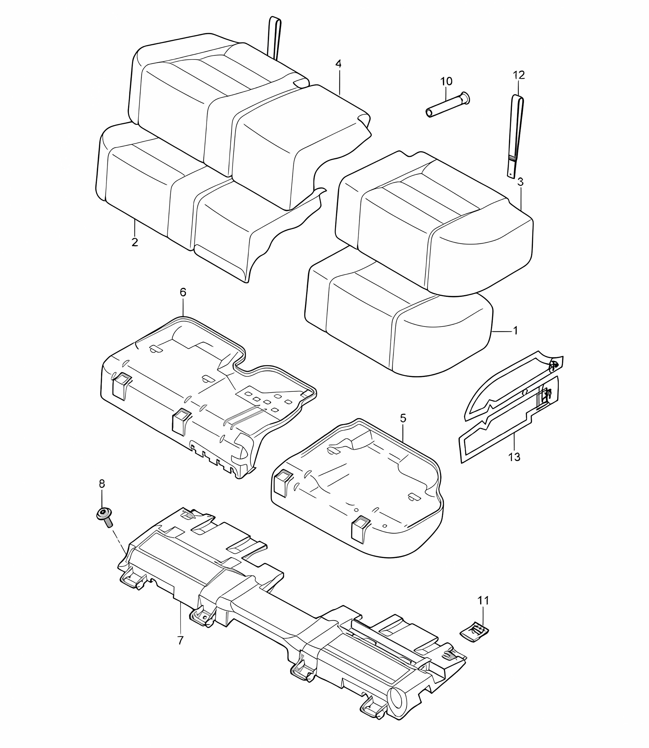 Seat / plastic / frame for seat - REAR - Cayenne 9PA1 (957) 2007-10