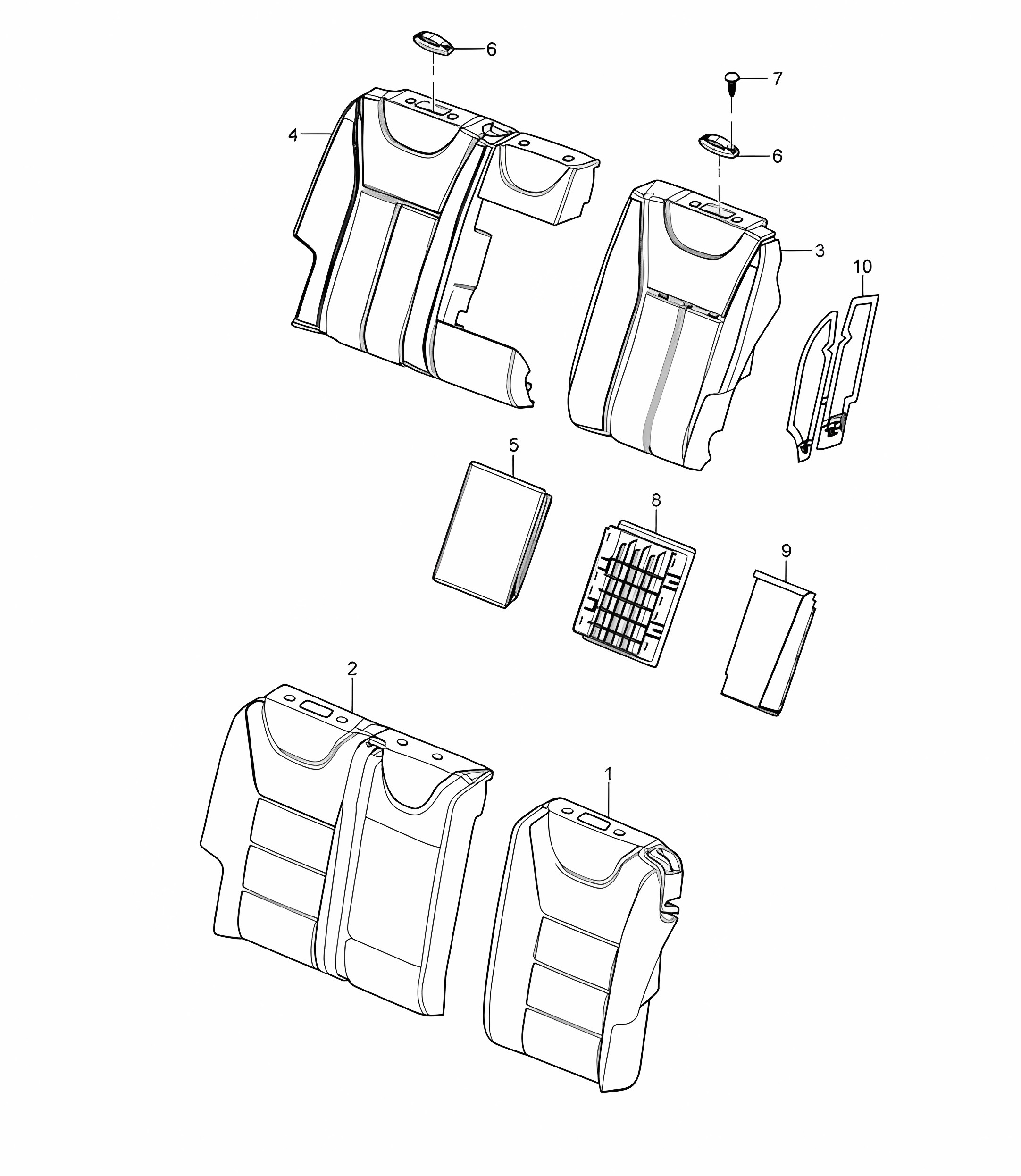 Back seat backrest with: plastic / frame for seat / Cover / Foam part Cayenne 9PA1 (957) 2007-10