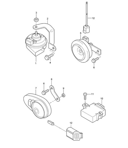 Diagram 903-000 Porsche 356B 1959-63 Materiale elettrico