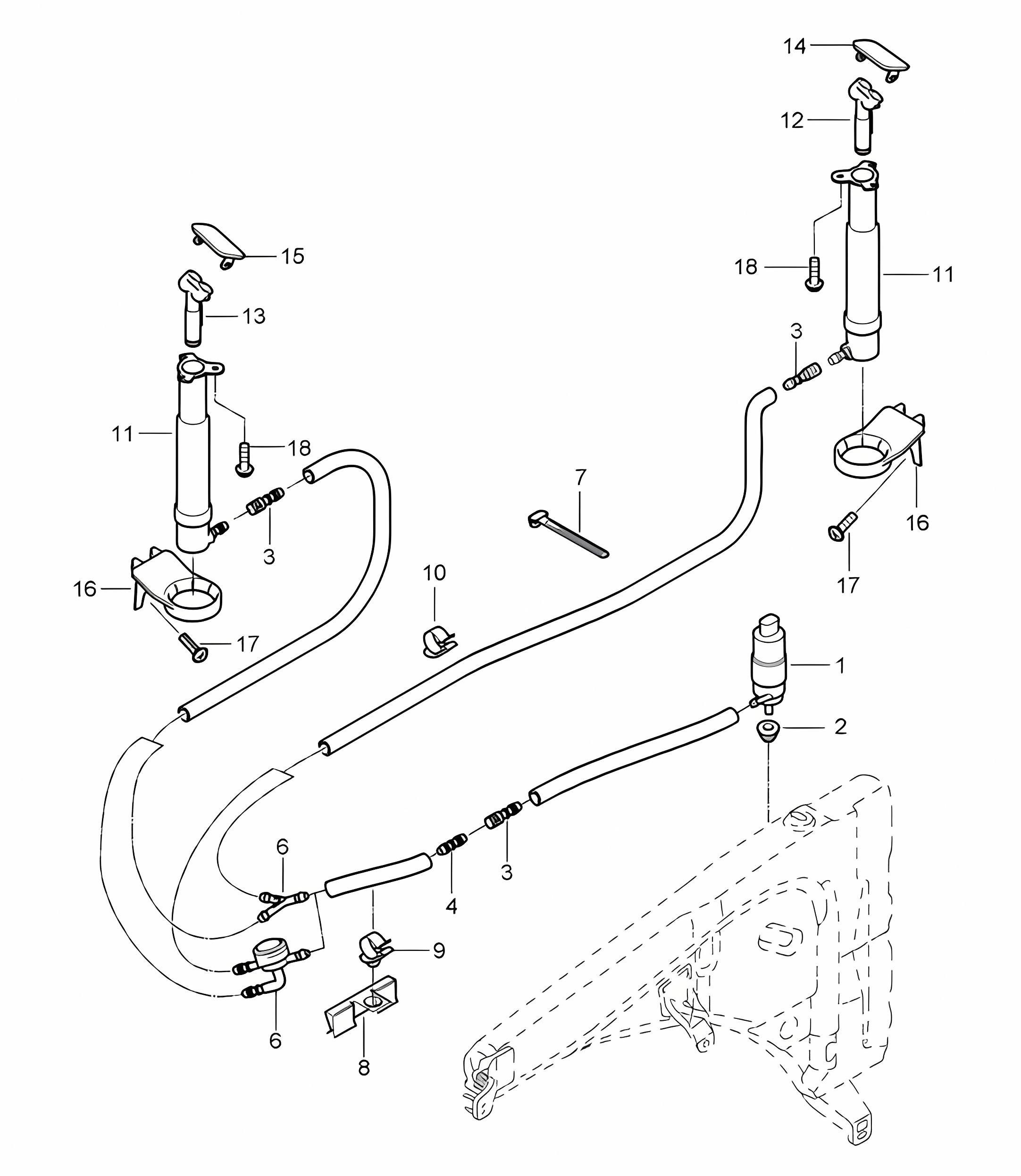 Headlight washer system Cayenne 9PA1 (957) 2007-10