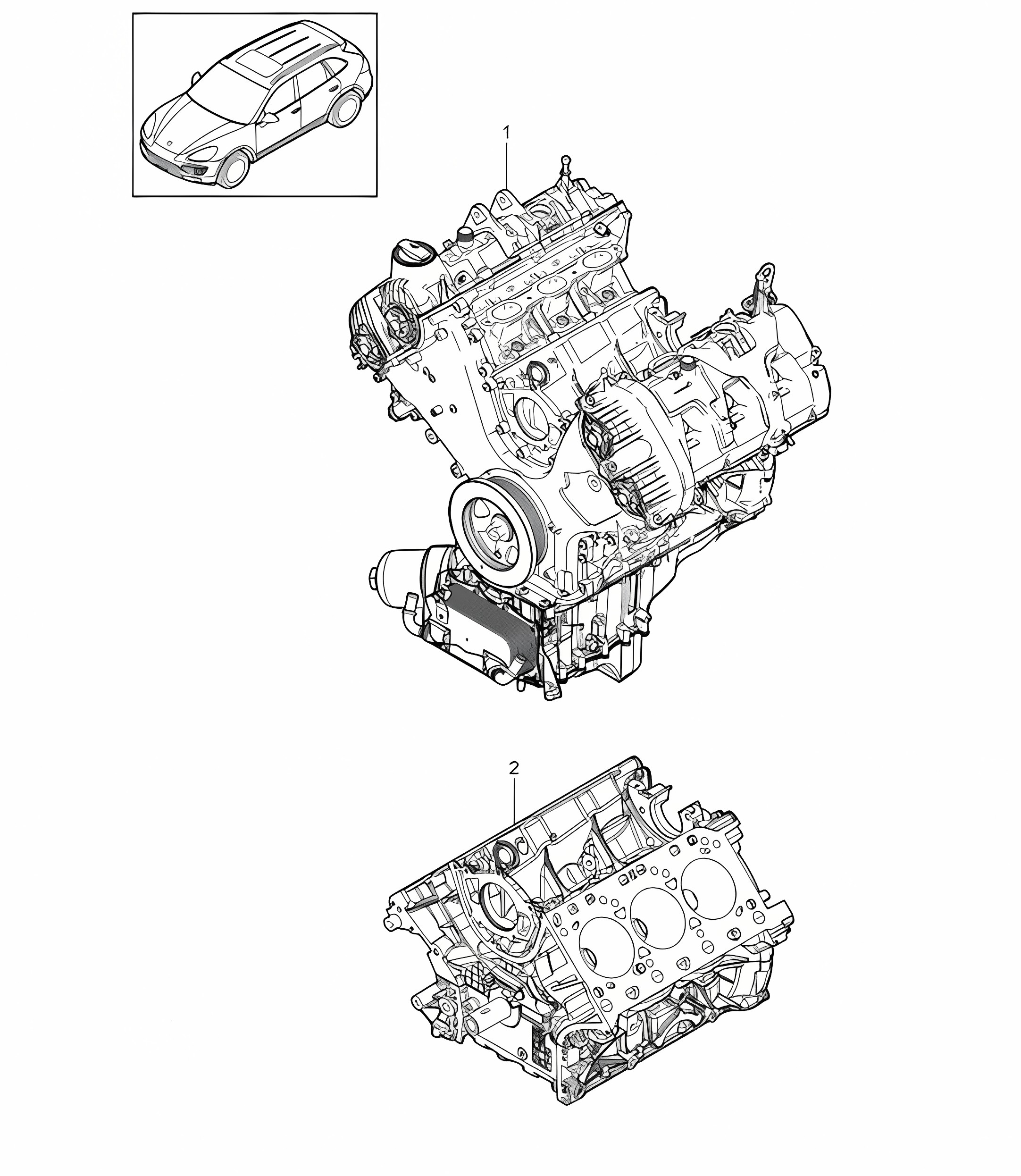 Base engine / Short block (Model: CURA,CUR, CXZA,CXZ) Cayenne 9A2 (958) 3.6L 2011-18