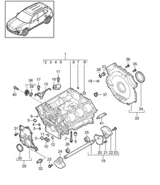 Crankcase housing / Individual parts (Model: 059E) Cayenne 92A (958) 3.0L DIESEL >>05/2011