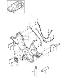 Cover for timing chain / Sealing flange (Model: CURA,CUR, CXZA,CXZ) Cayenne 9A2 (958) 3.6L 2011-18