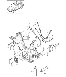 Cover for timing chain / Sealing flange (Model: CURA,CUR, CXZA,CXZ) Cayenne 9A2 (958) 3.6L 2011-18