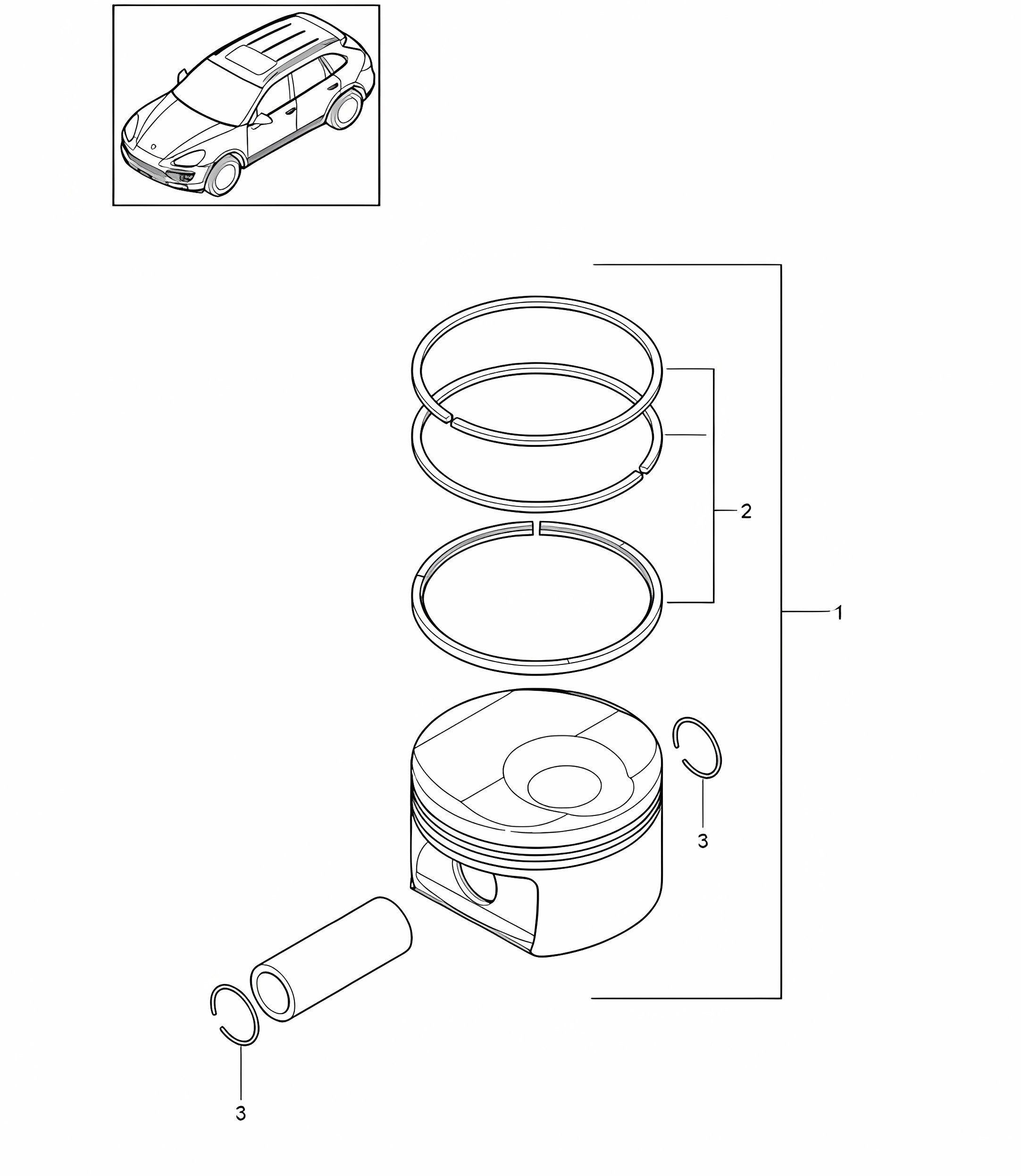Piston / Piston rings (Model: CFTB,CFT, CYXA,CYX) Cayenne 92A (958) 4.8L 2011-18