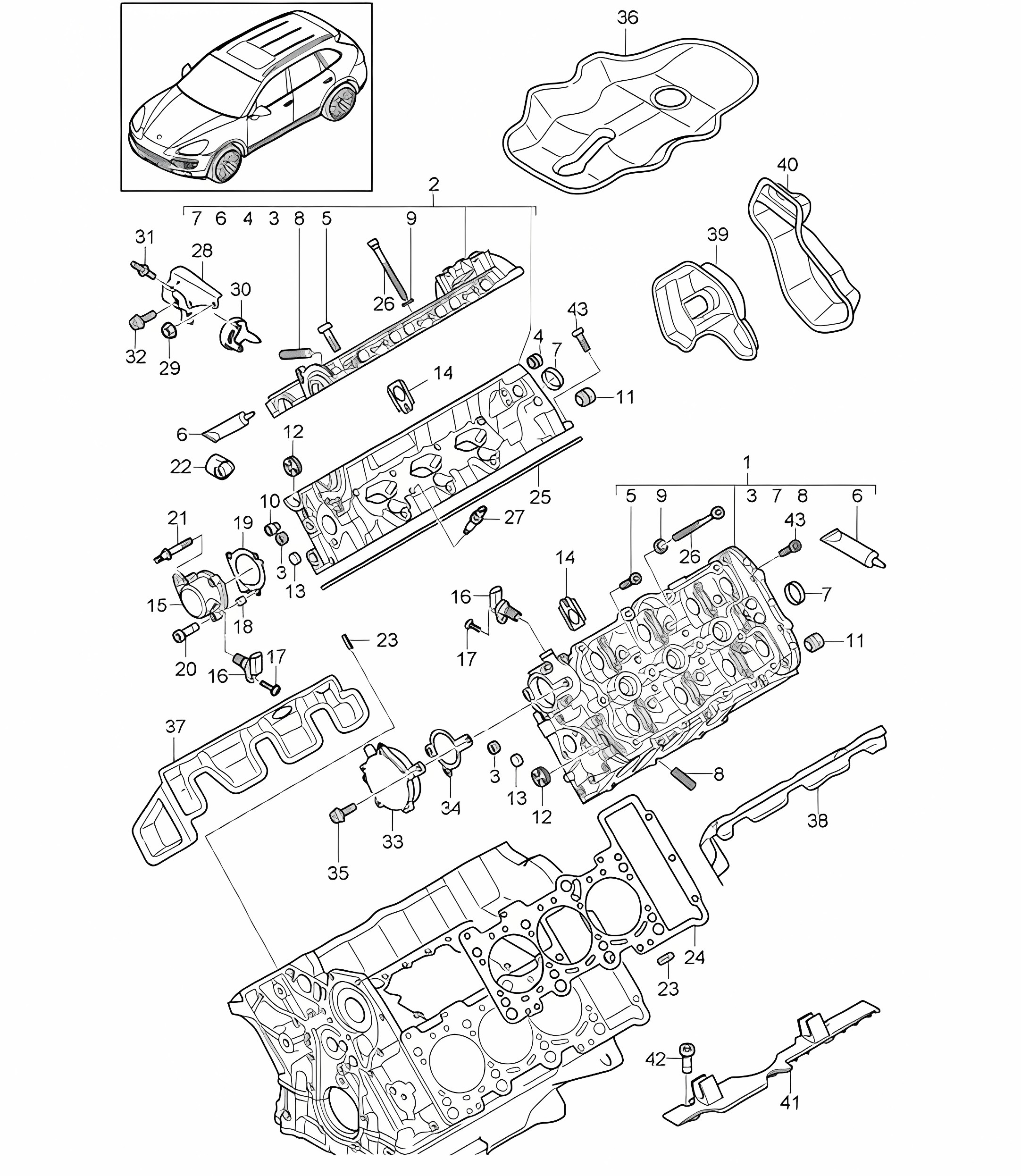 Cylinder head (Model: 06EC,CGEA, CGE,CGFA,CJT) Cayenne 92A (958) 3.0L HYBRID 2011-18