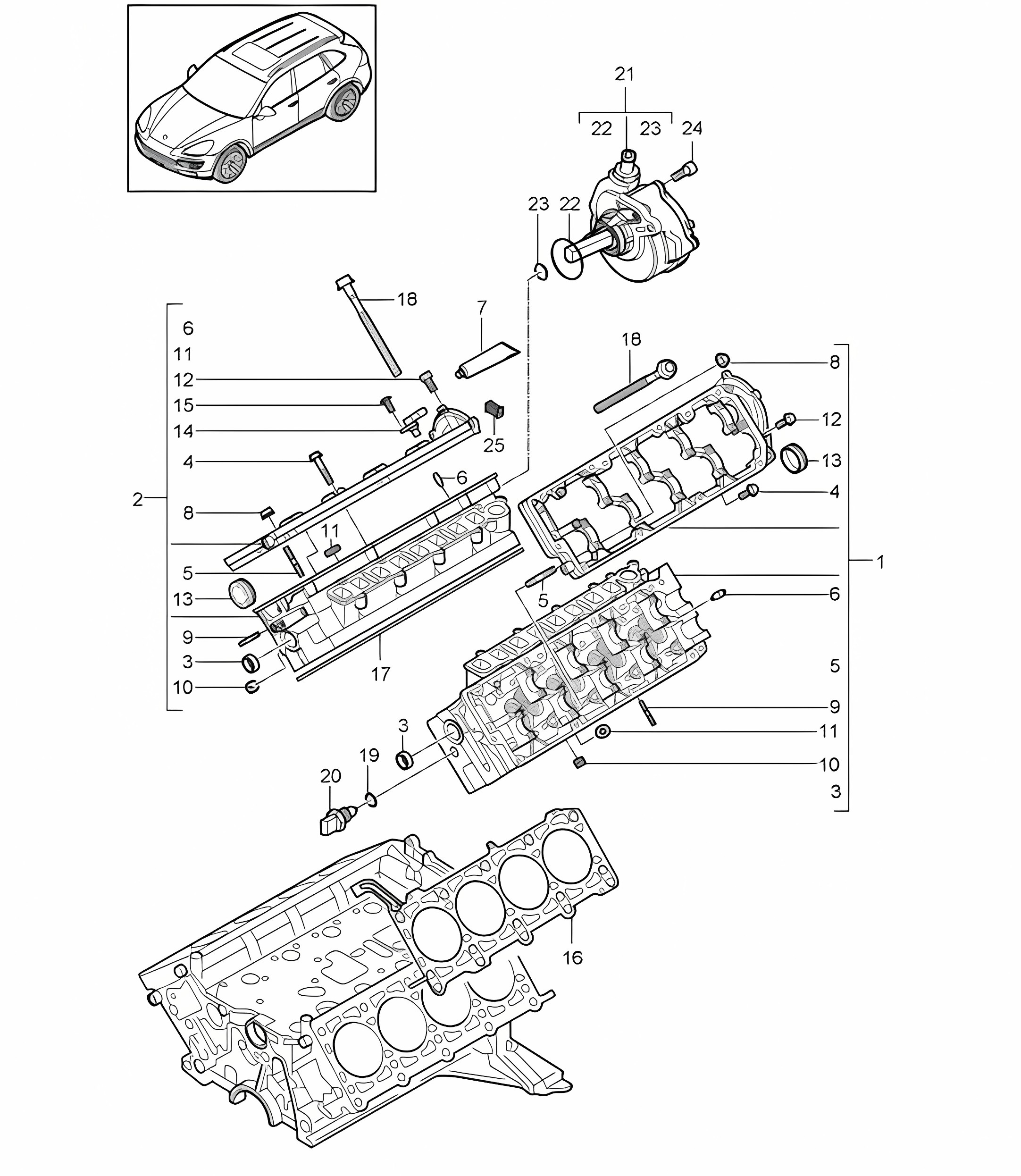 Cylinder head / Vacuum pump (Model: CUDB,CUDC) Cayenne 92A (958) 4.2L DIESEL 2011-18