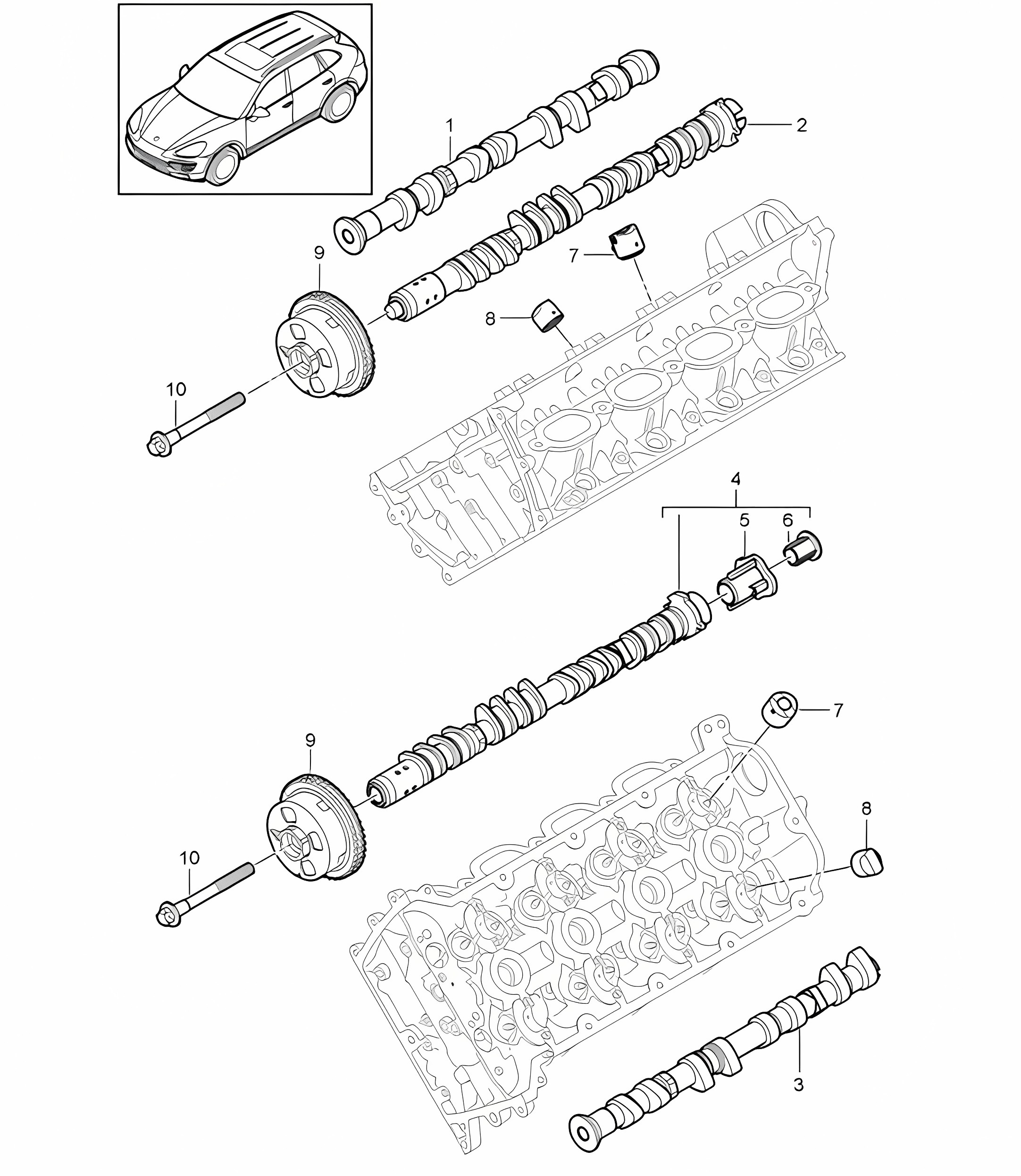 Camshaft (Model: 4802,4852, CFTB,CFT, CYXA,CYX) Cayenne 92A (958) 4.8L 2011-18