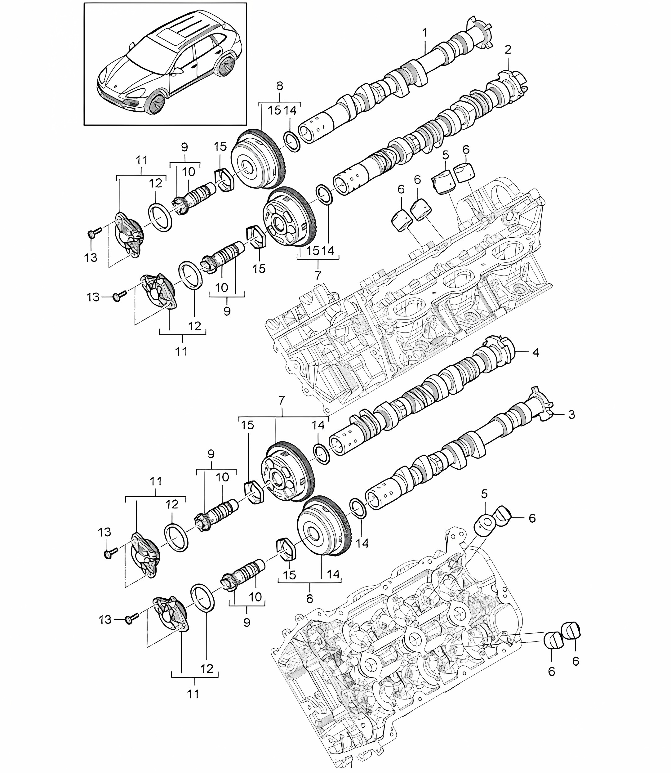Camshaft (Model: CURA,CUR, CXZA,CXZ) Cayenne 92A (958) 3.6L 2011-18