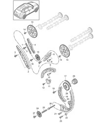 Timing chain / Slide rail / Chain tensioner / Chain sprocket (Model: CRCA,CRCB, CNRB,CVVA, CVVB,CVVC) Cayenne 92A (958) 3.0L Diesel 05/2011-2018