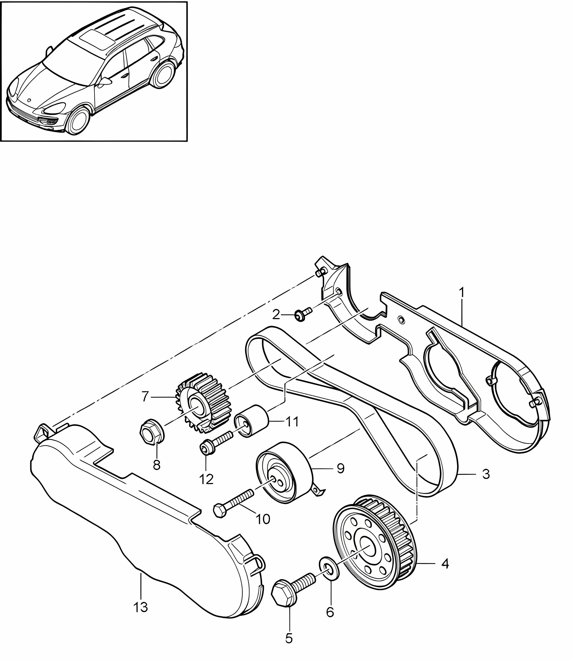 Toothed belt / Toothed belt guard (Model: 059E) Cayenne 92A (958) 3.0L Diesel >>05/2011 