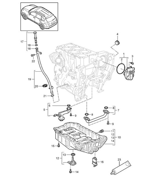 Diagram 104-020 Porsche Macan (95B) MK1 (2014-2018) Engine