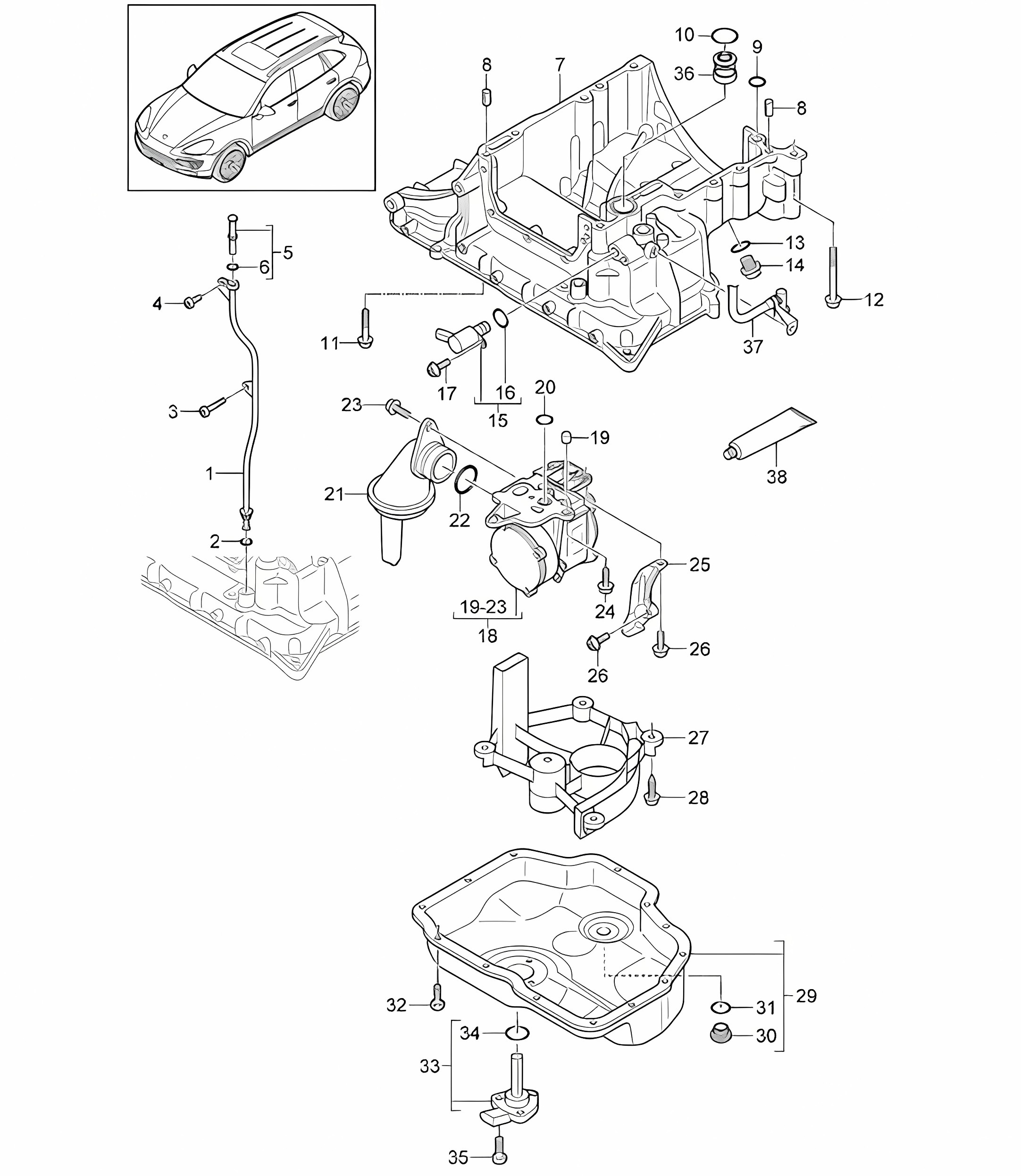 Oil-conducting housing / Oil pump /  Vacuum pump / Oil sump (Model: CRCA,CRCB, CNRB,CVVA, CVVB,CVVC) Cayenne 92A (958) 3.0L DIESEL 05/2011-18