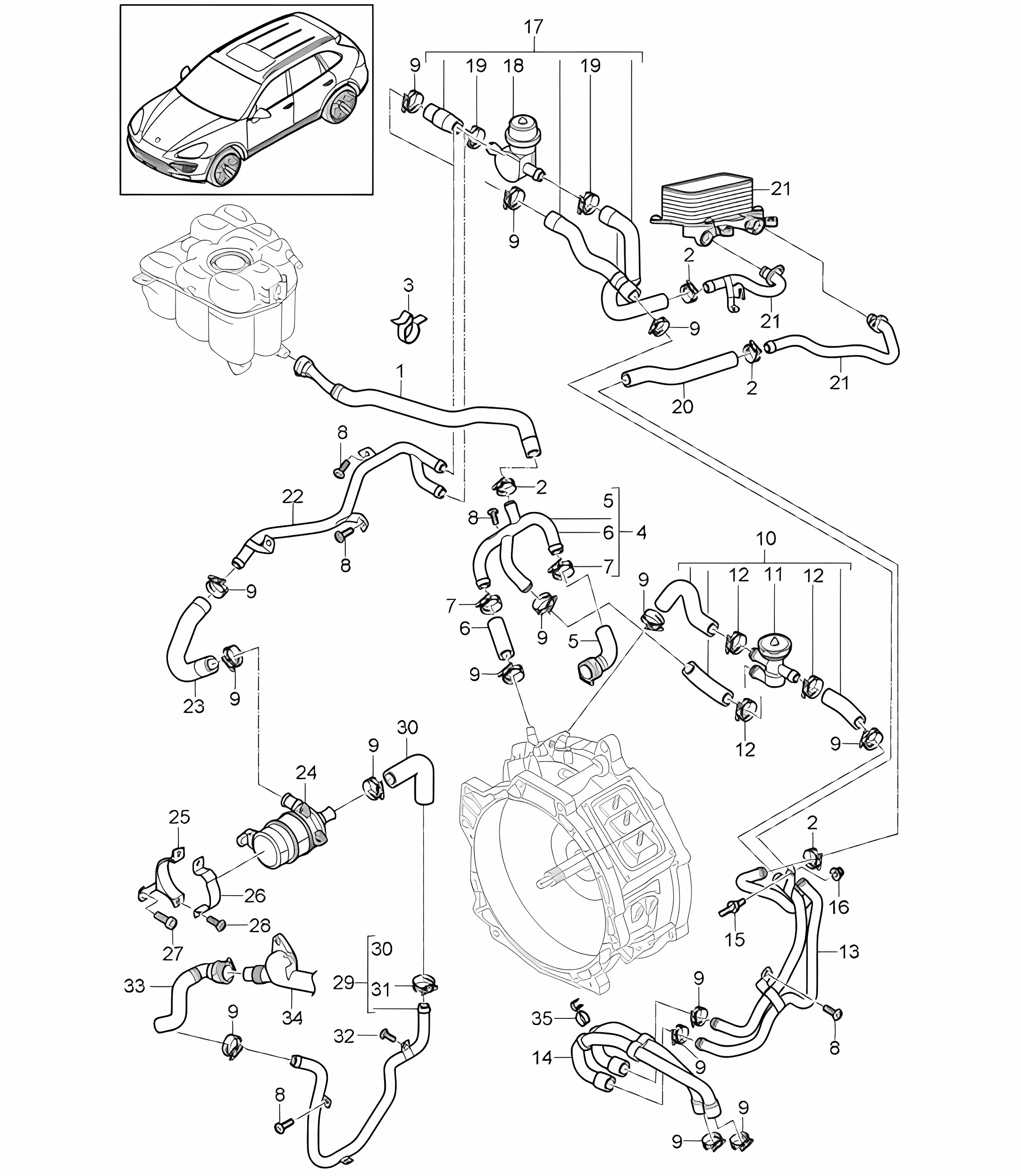 Water cooling / Electric drive (PR:D19) Cayenne 92A (958) 3.0L HYBRID  >>2014