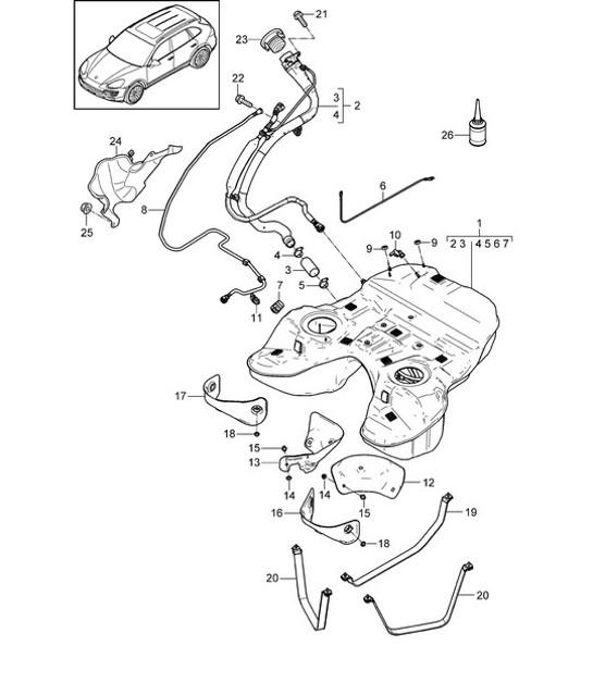 Diagram 201-002 Porsche Boxster GTS 718 2.5L PDK (365 Bhp) 05/2017>> Fuel System, Exhaust System