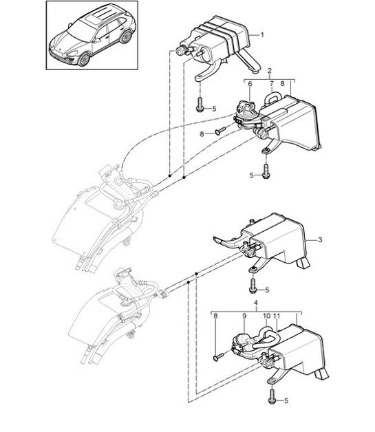 Diagram 201-040 Porsche Boxster 986 2.7L 2003-04 Fuel System, Exhaust System