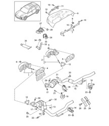 Exhaust system / Exhaust manifolds / Catalytic converter (PR-0GG,7GB, 7GH,7MG,7MJ+ G1G+D34) Cayenne 92A (958) 3.6L 2011-18