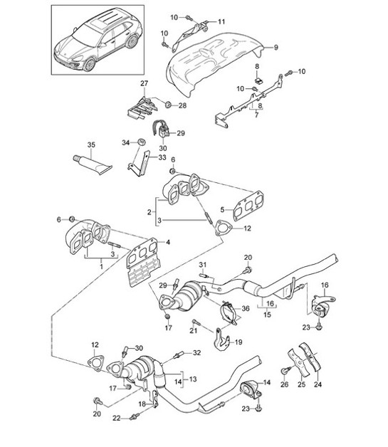 Diagram 202-010 Porsche 911 1984-1986 3.2L Fuel System, Exhaust System