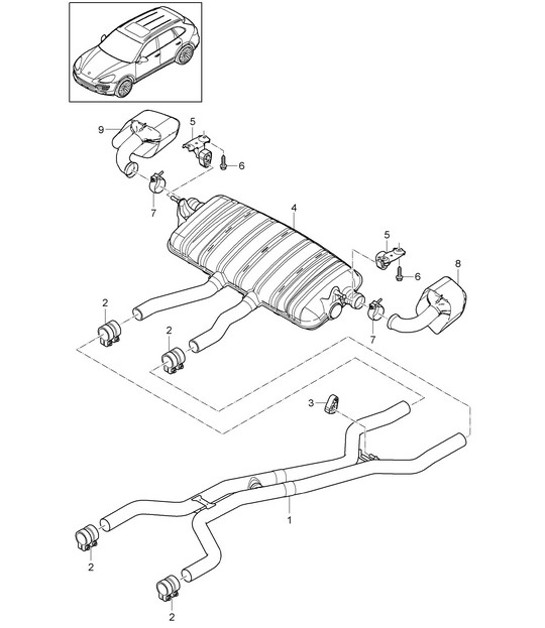 Diagram 202-030 Porsche Boxster 986 2.7L 2003-04 Fuel System, Exhaust System