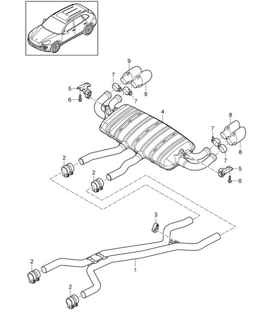 Diagram 202-040 Porsche Cayman S 3.4L 987C 2005-08 Fuel System, Exhaust System