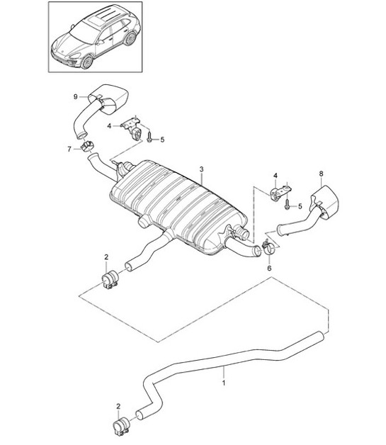 Diagram 202-053 Porsche Cayenne 92A (958) 2010-2017 Fuel System, Exhaust System