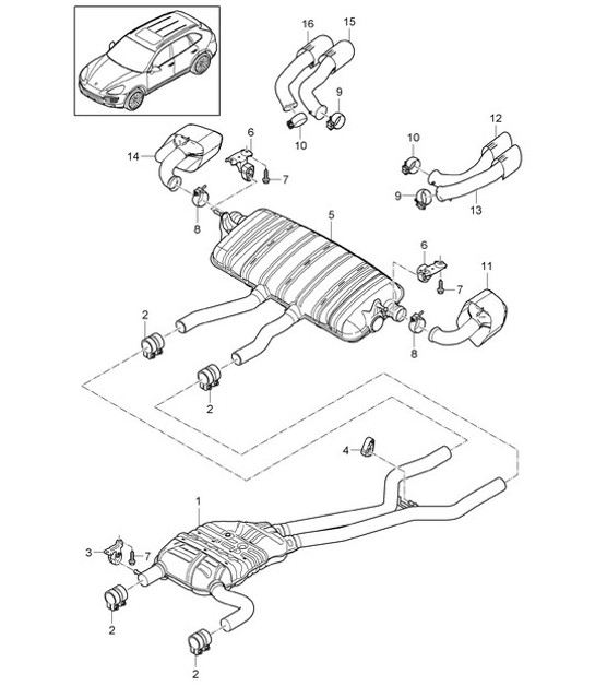 Diagram 202-055 Porsche Boxster 986/987/981 (1997-2016) Fuel System, Exhaust System
