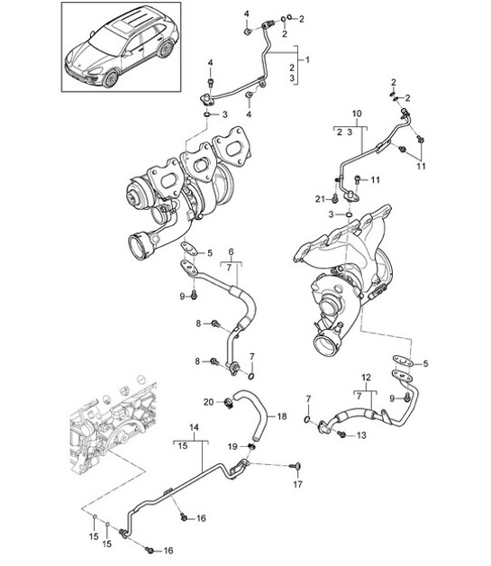 Diagram 202-062 Porsche Boxster 986 2.7L 2003-04 Fuel System, Exhaust System