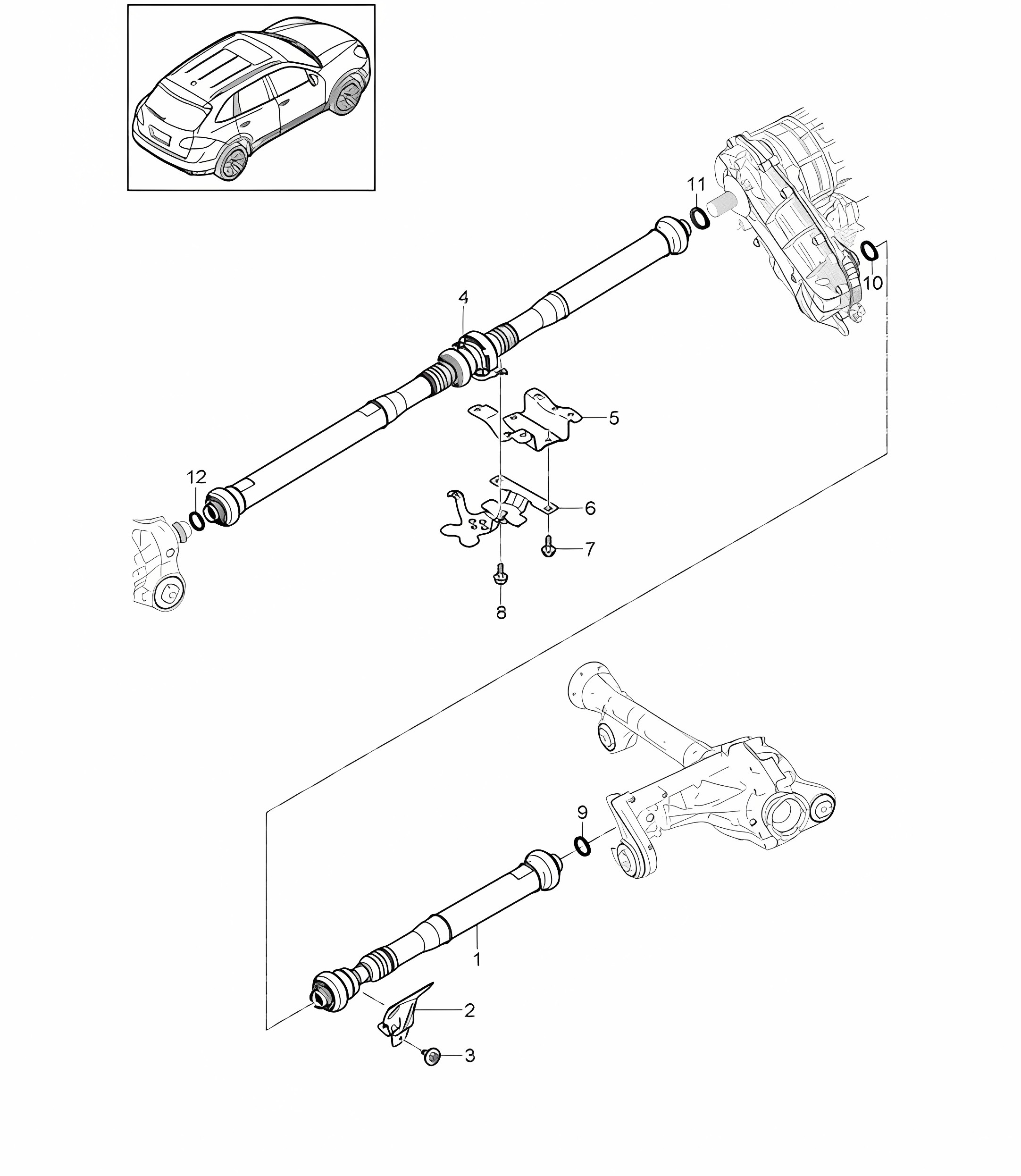 Cardan shaft Cayenne 92A (958) 2011-18