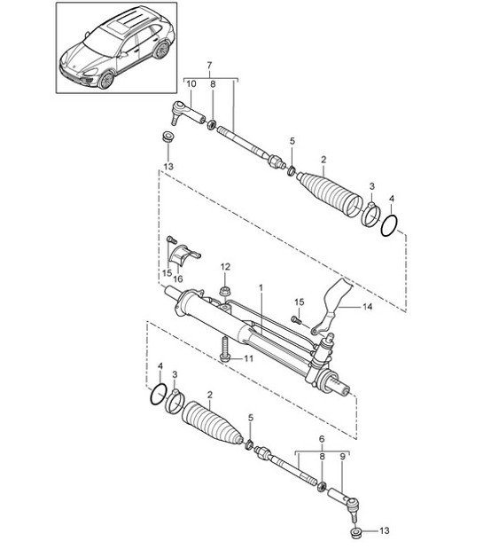 Diagram 403-000 Porsche Cayman GT4 3.8L 2015-16 Eje delantero, dirección 