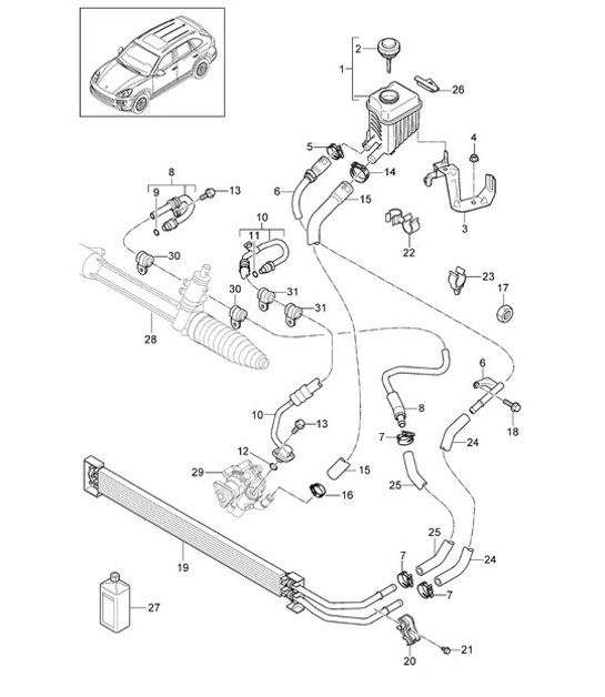 Diagram 403-012 Porsche 993 (911) C4 1994-97 Vorderachse, Lenkung 