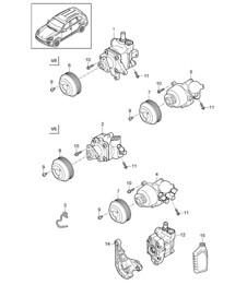 Power steering / Power-steering pump / Tandem pump (PR:0AB,0AC, 0AW) Cayenne 92A (958) 2015>>