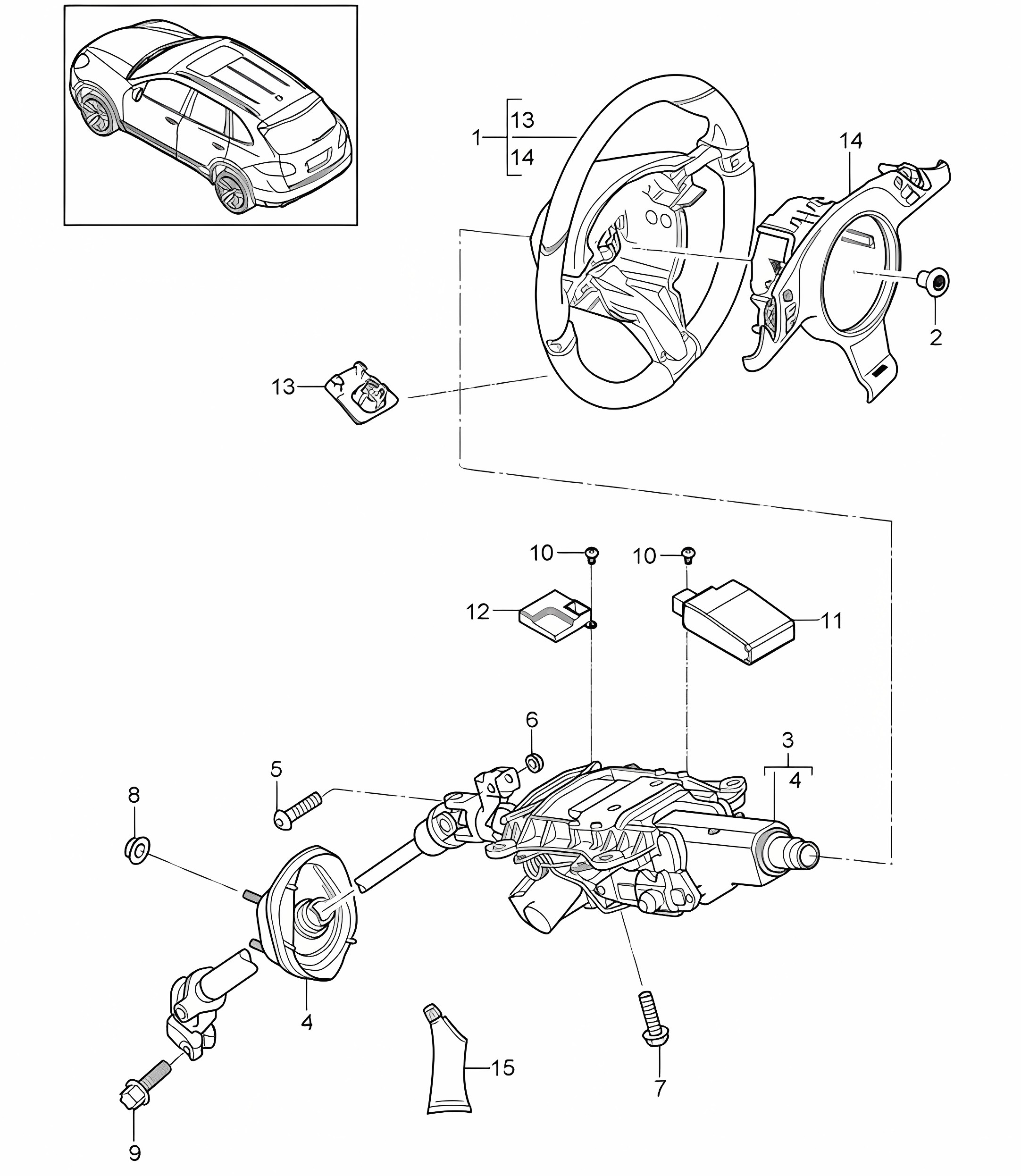 Steering wheels / Steering column / Intermediate steering shaft  Cayenne 92A (958) >>2014