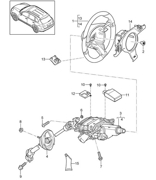 Diagram 403-030 Porsche Macan (95B) MK1 (2014-2018) Front Axle, Steering 