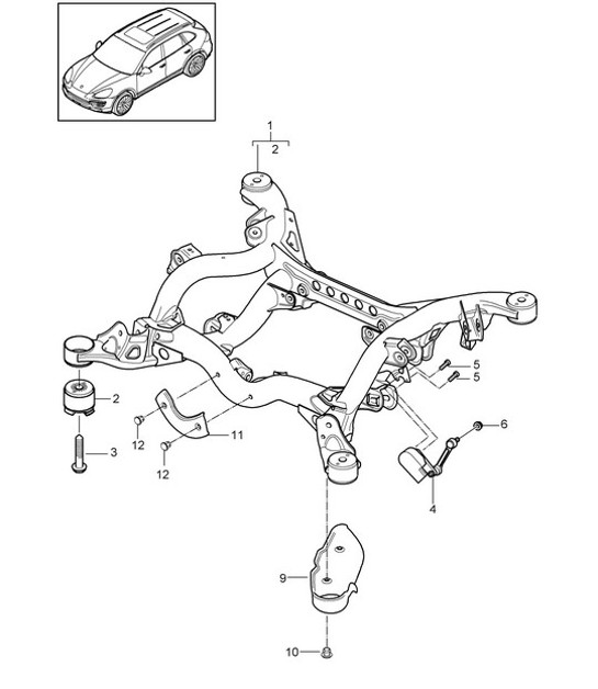 Diagram 501-001 Porsche 957 Cayenne S / GTS 4.8L 2007-10 Rear Axle