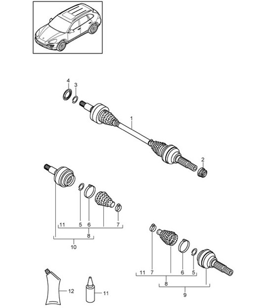 Diagram 501-010 Porsche 997 MK1 Carrera 4S 3.8L 2005-08 Rear Axle