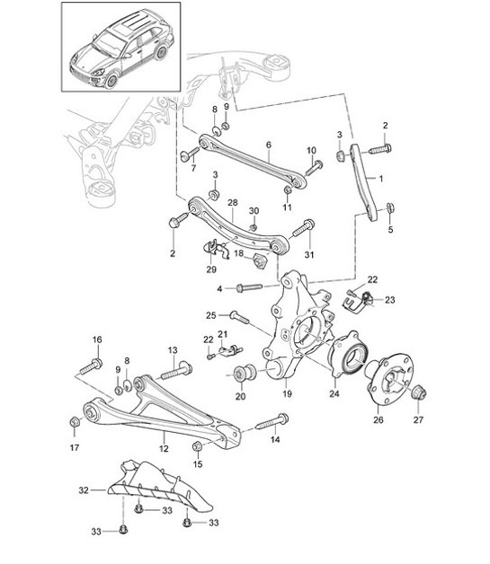 Diagram 501-020 Porsche Macan (95B) MK1 (2014-2018) Essieu arrière