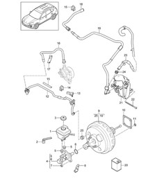 Brake master cylinder / Brake servo / Vacuum line Cayenne 92A (958) >>2014