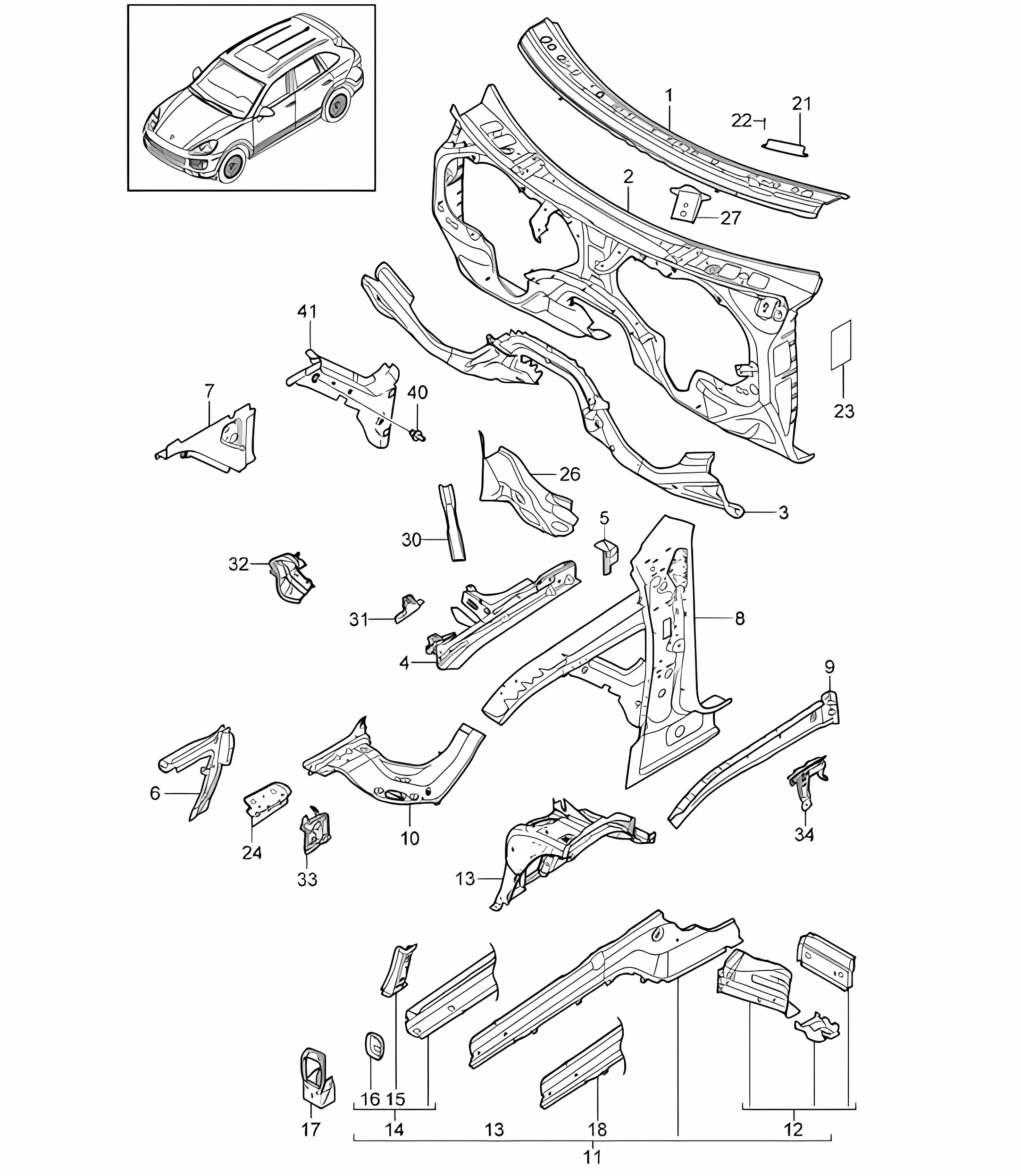 Front end / Individual parts (2nd generation) Cayenne 92A (958) 2015>>