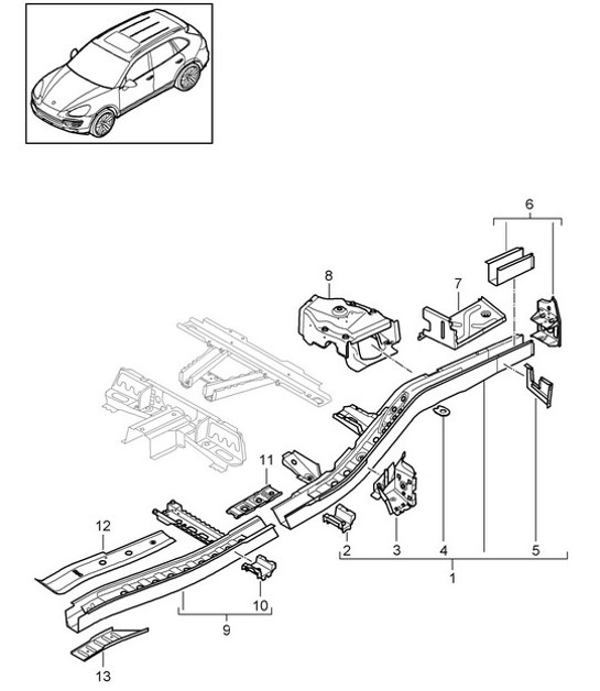 Diagram 801-025 Porsche 970.1 Panamera S V8 4.8L 2009-13 Body