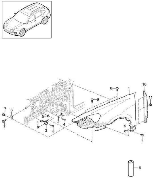 Diagram 801-040 Porsche Boxster 986/987/981 (1997-2016) Body