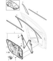 Window regulator / Assembly carrier - FRONT - Cayenne 92A (958) 2011-18