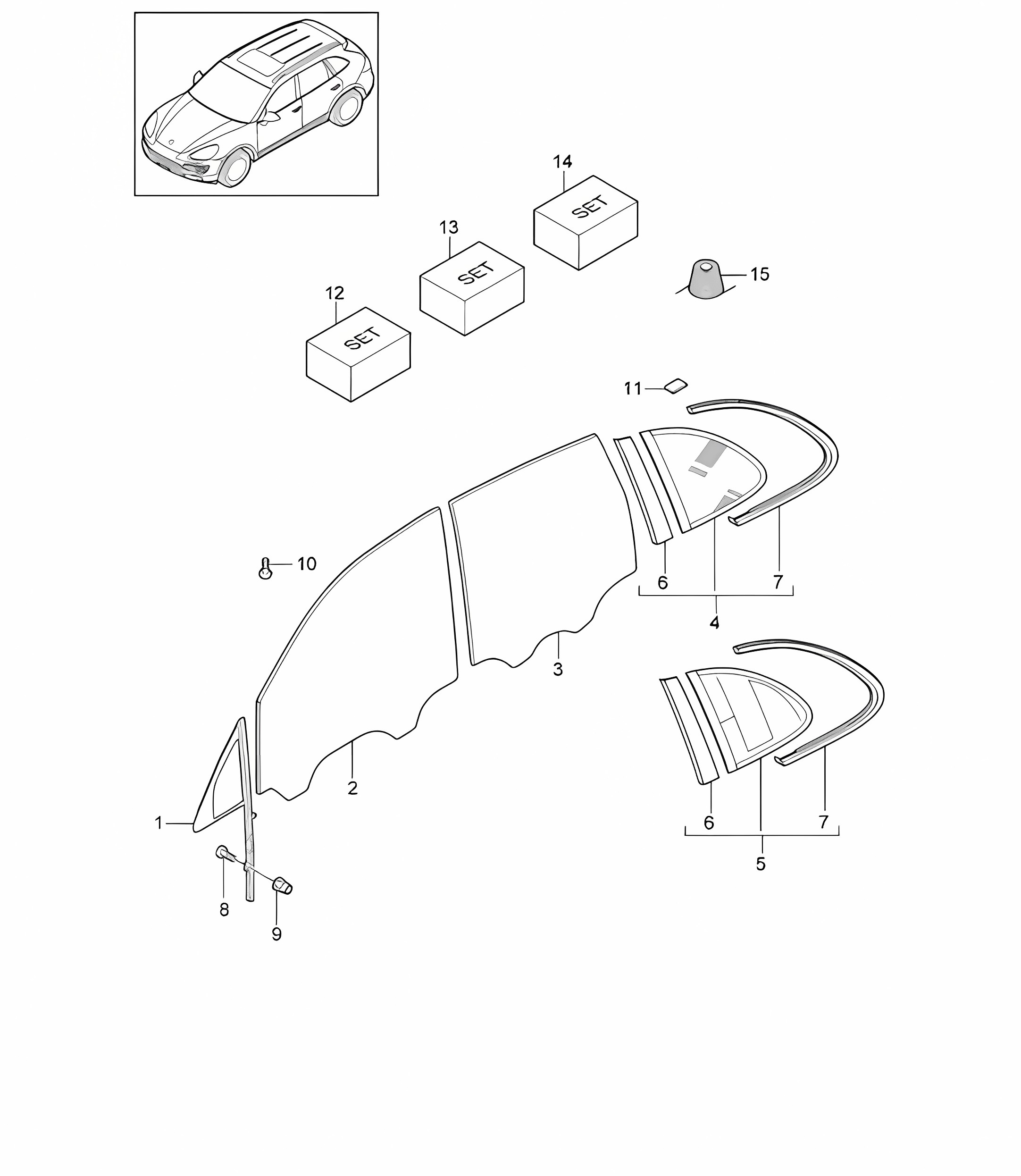 Window glasses - SIDE - Cayenne 92A (958)  2017>>