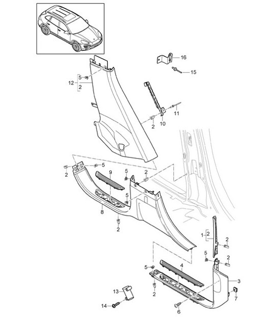 Diagram 807-025 Porsche Cayenne 92A (958) 2010-2017 Body