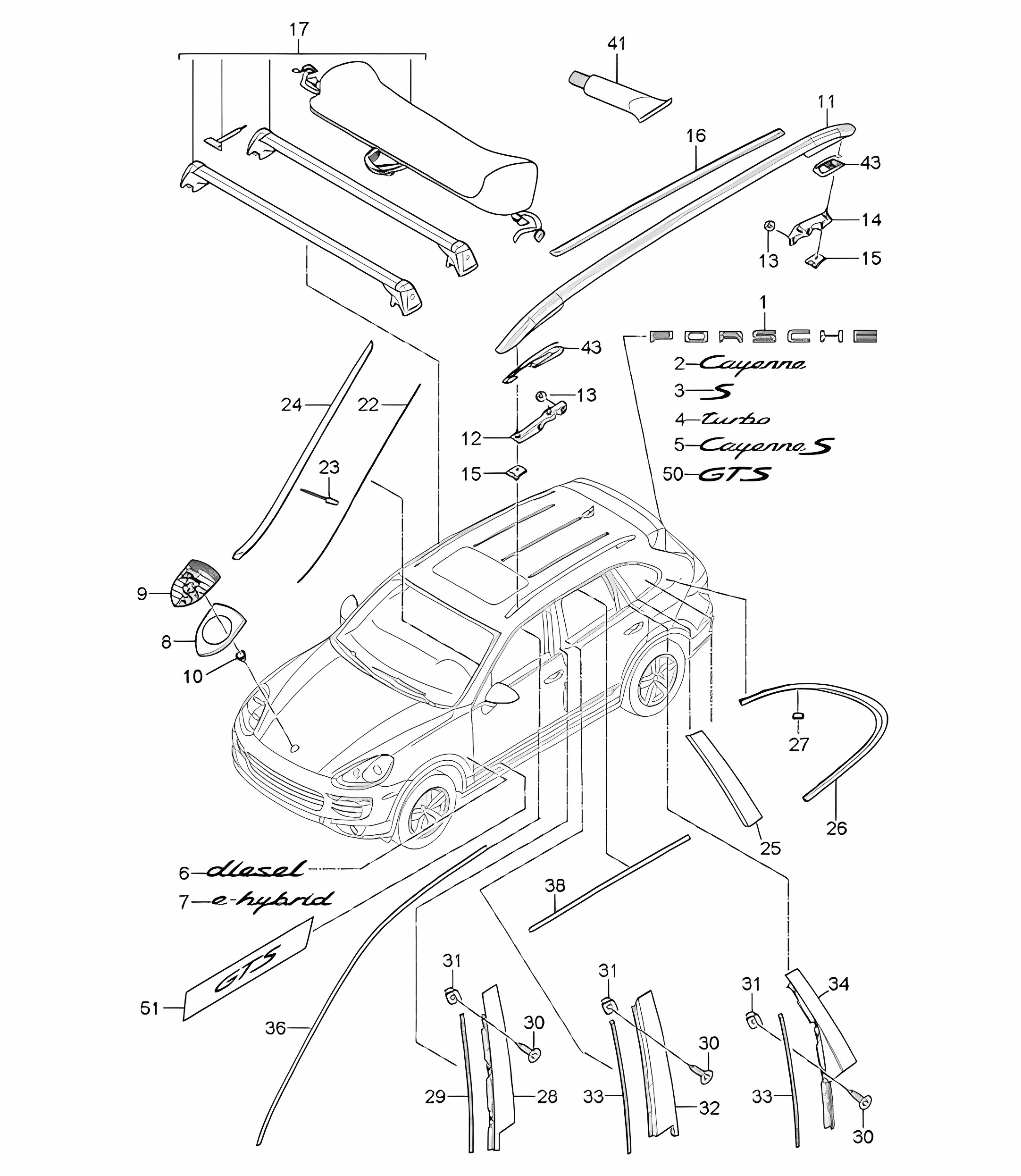 Inscriptions/lettering / Decorative fittings Cayenne 92A (958) 2015>>