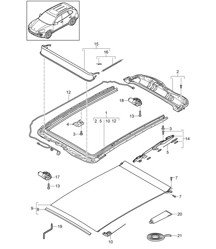 Glass roof / Frame / Accessories (PR:3FU) Cayenne 92A (958) 2011-18