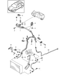 Circuito frigorífico con: Sistema de aire acondicionado de 4 zonas (PR:9AH) / Aire acondicionado auxiliar - DELANTERO - Cayenne 92A (958) >>2016