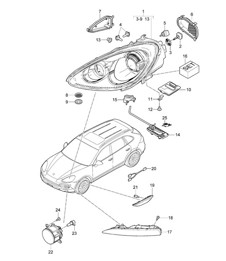 Faros / Repetidor de intermitentes / Faros antiniebla (PR:-8BB, -8BF,-8BR, -8BC,-8BZ, -8JD) Cayenne 92A (958) >>2014
