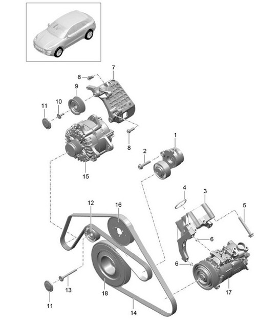 Diagram 102-070 Porsche Panamera 970 MK2 (2014-2016) Motor